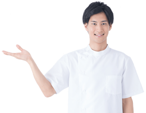 指を指す男性